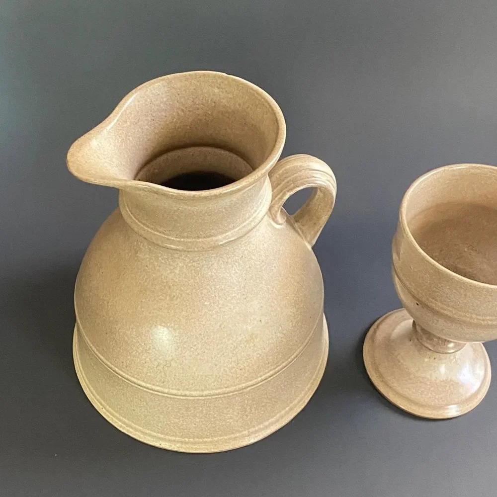 John Chipperfield pottery pitcher jug &‎ goblet Norfolk England set